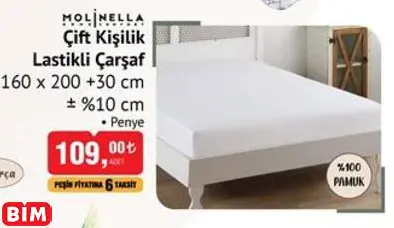 MOLİNELLA ÇİFT KİŞİLİK  LASTİKLİ ÇARŞAF